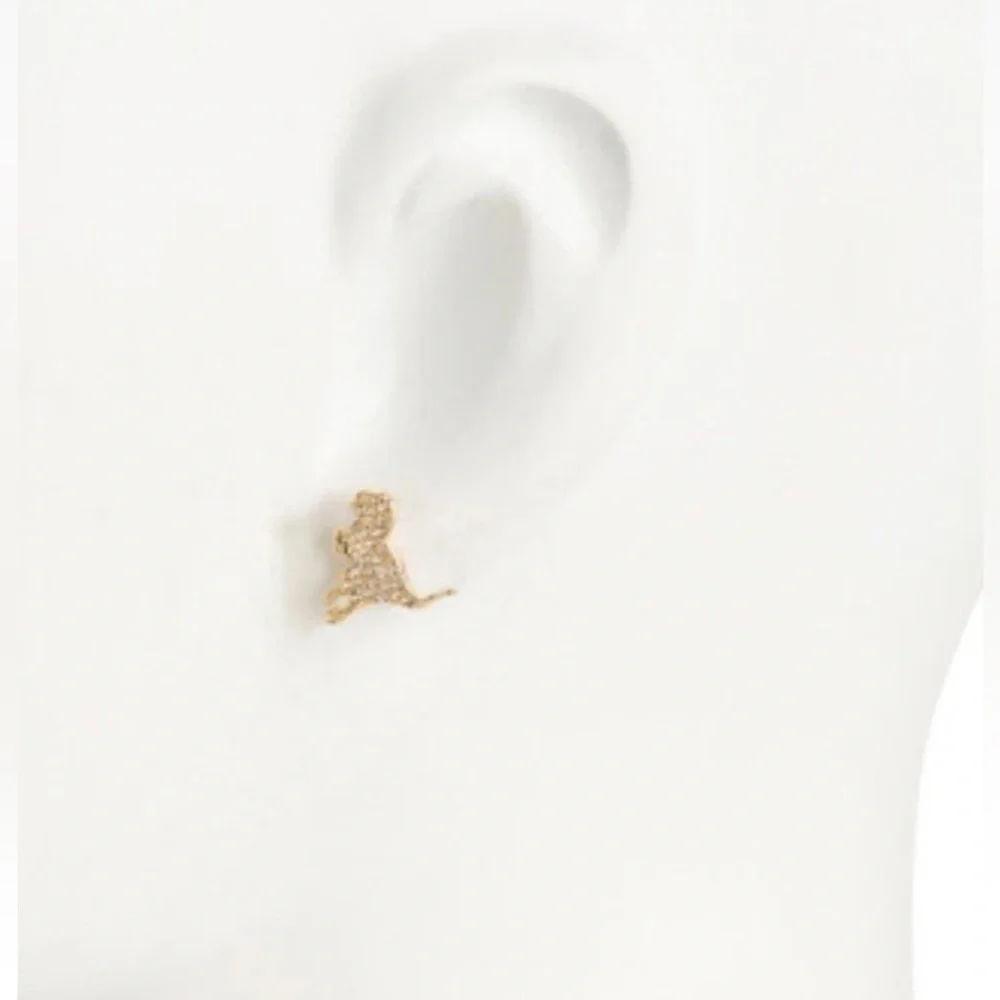🦖NWT COACH Gold Rexy Crystal Stud Earrings T-Rex Dinosaur w/ Dust Bag